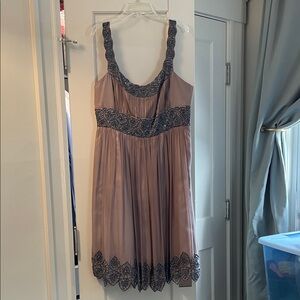 Adrianna Papell coco brown with pewter beading cocktail dress